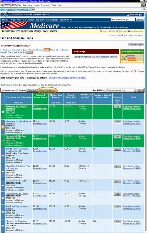 Medicare.gov - Tutorial - Compare Plans in Your List (Plan Details)