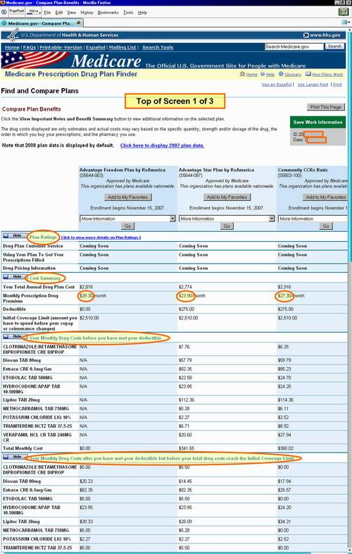 Medicare.gov - Tutorial - Compare Plans in Your List (Plan Details)