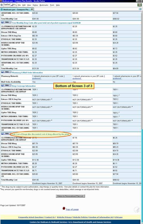 Medicare.gov - Tutorial - Compare Plans in Your List (Plan Details)