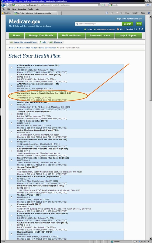 Medicare.gov Plan Finder - Current Medicare Plan Coverage or Status Options